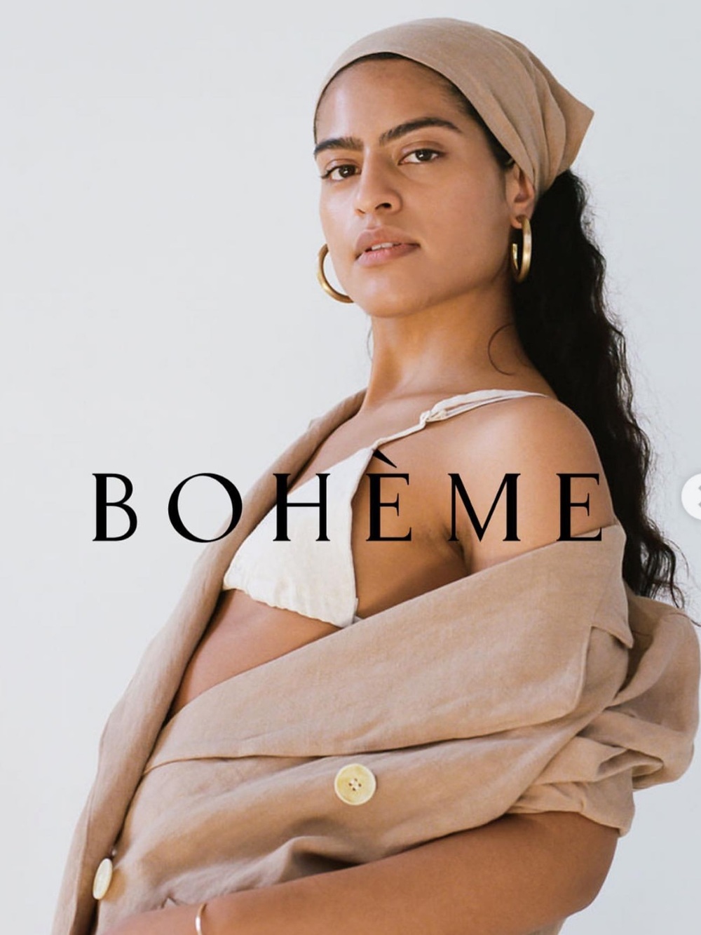 NWT BOHÈME Goods Linen Bandana Headscarf in Tan